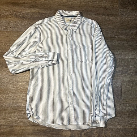 Carbon 2 Cobalt Mens Button‎ Up White Size Large Stripes Pocket Long Sleeve - Picture 2 of 8